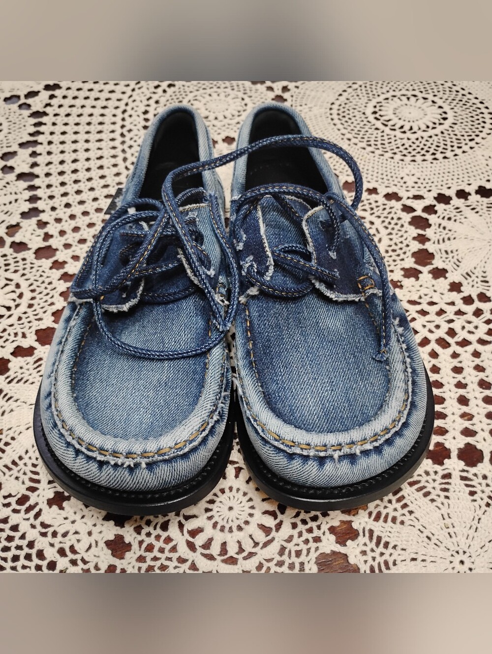 NWOB Loewe Campo Denim Boat Shoes - Blue Mens Sz 8 - Picture 2 of 8